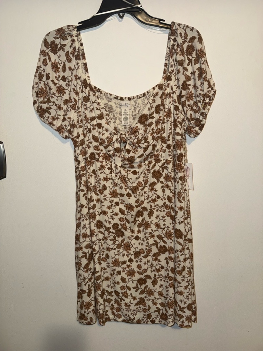 Jessica Simpson Cream Dress with Brown Floral Print